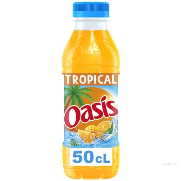 Oasis Tropical disponible chez Pizza Mania à Saint-Yrieix-la-Perche en bouteille de 50cl.