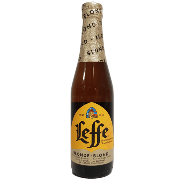 Leffe Blonde disponible chez Pizza Mania à Saint-Yrieix-la-Perche en bouteille de 33cl.