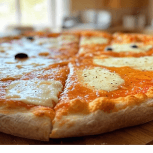 Pizza Chèvre Miel de Pizza Mania à Saint-Yrieix-la-Perche avec fromage de chèvre, miel, herbes de Provence et olives.