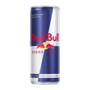 Red Bull disponible chez Pizza Mania à Saint-Yrieix-la-Perche en canette de 33cl.