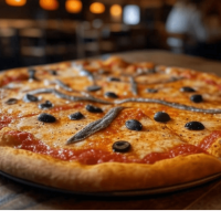 Pizza Anchois de Pizza Mania à Saint-Yrieix-la-Perche - un goût marin unique à savourer sur place ou à emporter.